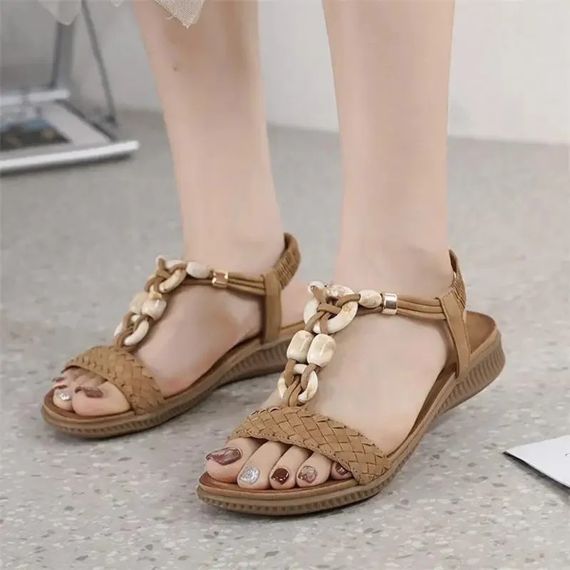 Bohemian Summer Sandals For Women  Casual Beach Retro Elastic Strap Ethnic Flat Roman Sandals Shoes women sandals