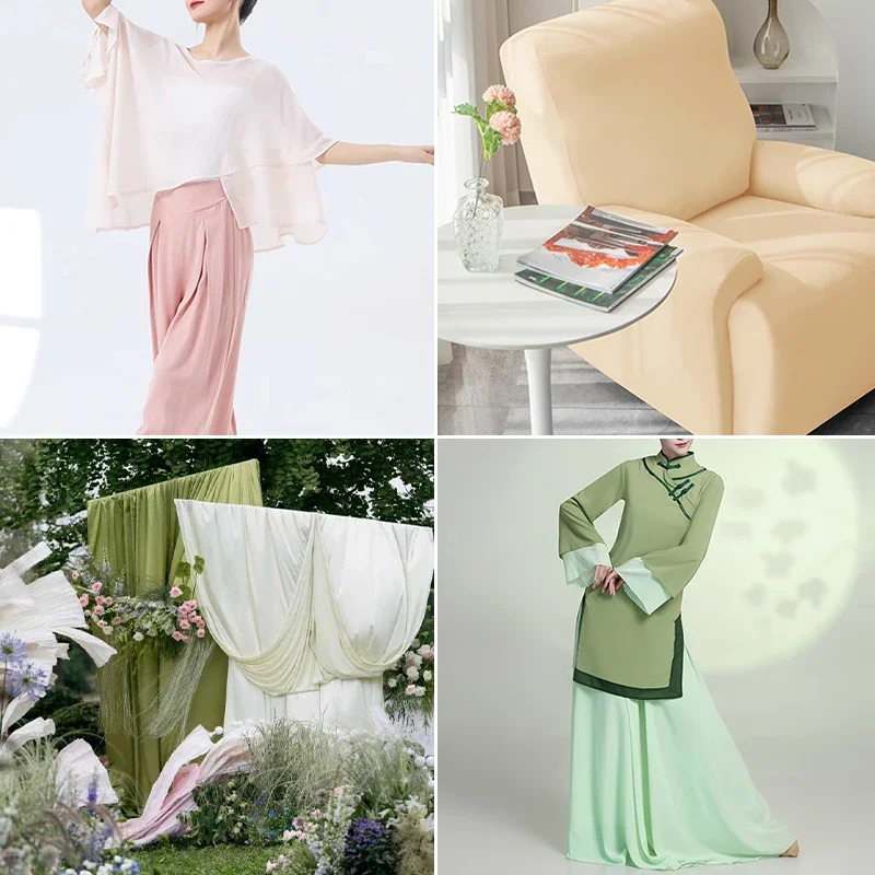 0.5 متر/1 متر/2 متر أربعة الوجهين تمتد محبوك الحليب الحرير النسيج لخياطة فستان أزياء رقص زينة الحفلات DIY بها بنفسك الملابس الأقمشة #6