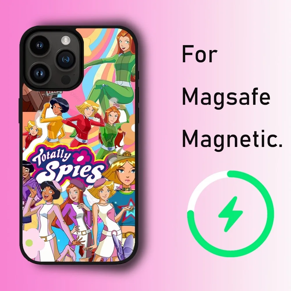 Cartoon T-Totally Spies! Phone Case For iPhone 11 12 13 14 15 Max Plus Pro Wireless Magnetic Magsafe Charging Shell