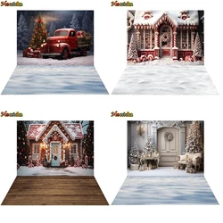 Mocsicka Christmas Backdrop Photography Car Candy House Xmas Tree Baby Shower Photo Background Shooting Props Decorations Studio