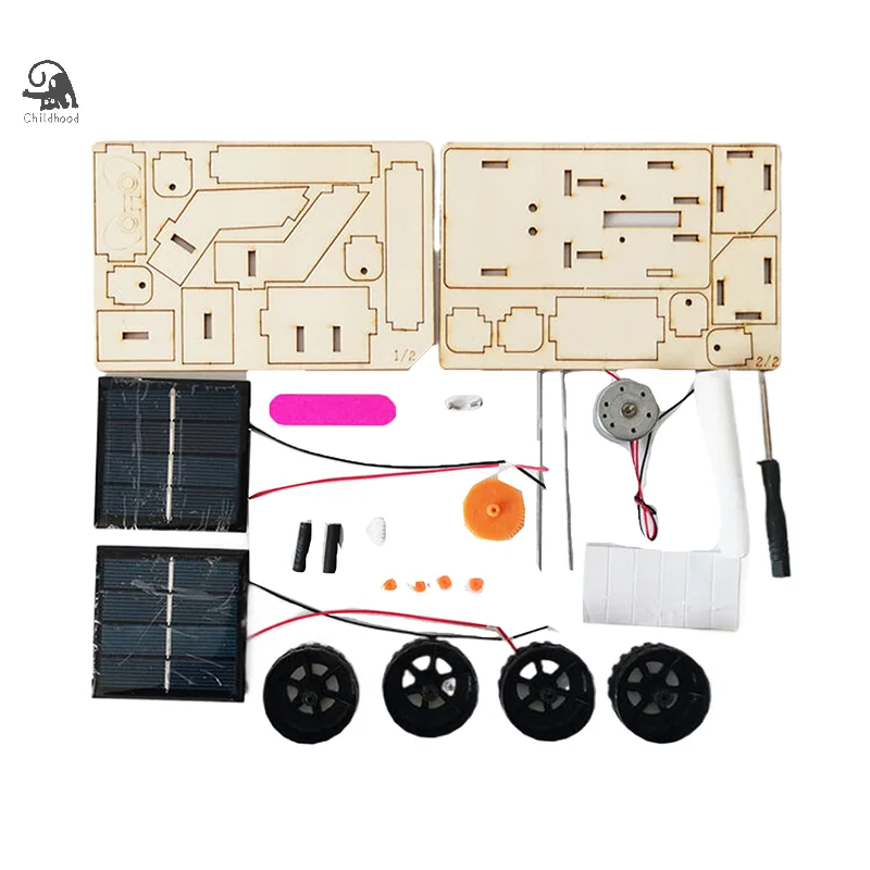 Modèle Mars Rover à énergie solaire fait à la main, jouet créatif, outil d'enseignement en bois pour enfants, technologie, petit fabricant, jouet Puzzle