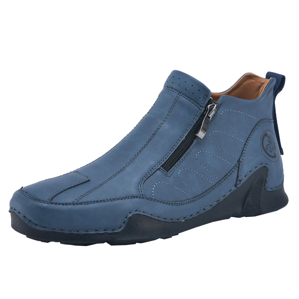 

COZOK winter Handmade Leather Boots Men Casual Shoes Big Size Ankle Boots Man Zipper Design Man Shoes Male Hombres Boots Outdoor