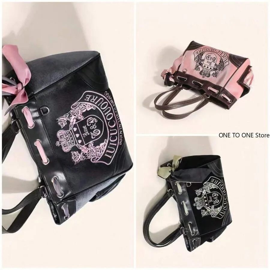 

Women Blue Pink Top-handle Bag Large Capacity Girls Y2k Denim Boston Bags Designer Crossbody Handbag Multi-pocket Tie-dyed Bags