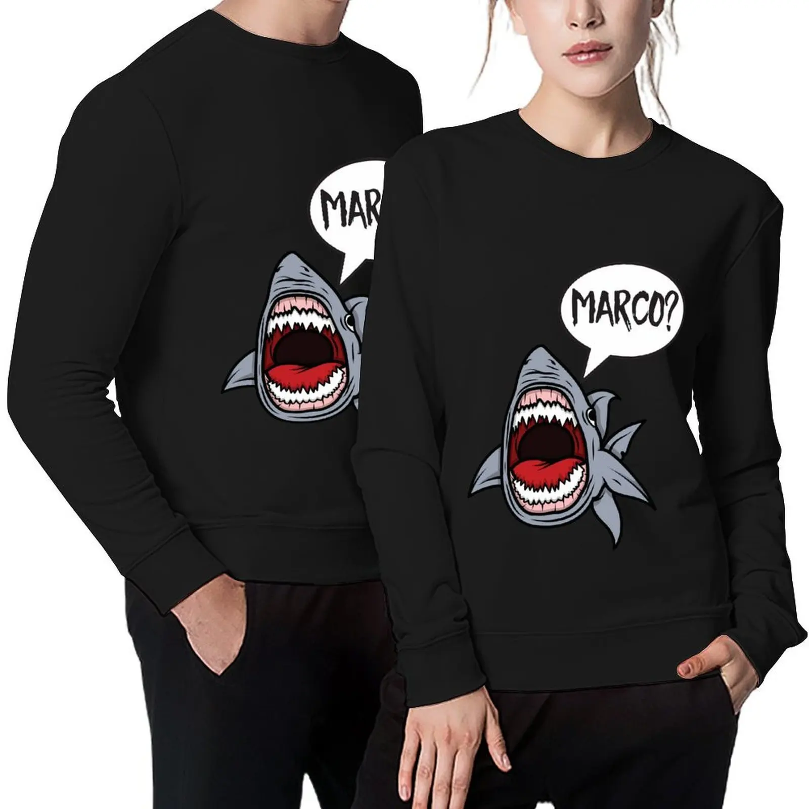 

Hungry Shark Playing Marco Polo Pullover mens clothes men clothes japanese style men's autumn clothes new sweatshirt