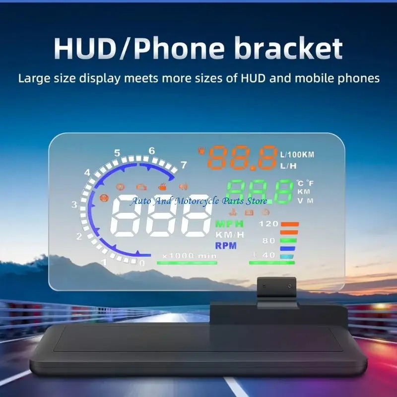 P9FD Auto HUD Phone Projector Stand Head Up Display Navigation Mount With Wide Compatibility ABS Construction For Long Use