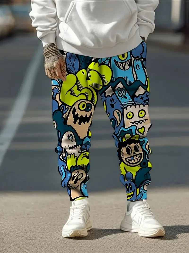 

The new men's trousers for the autumn of 2025 feature street casual fashionable and simple 3D cartoon pattern prints