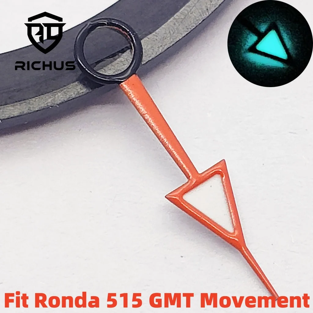 RICHUS Blue green Luminous GMT Second Hands Watch Blue Green Durable Accessory for Ronda 515 GMT Movement Watch