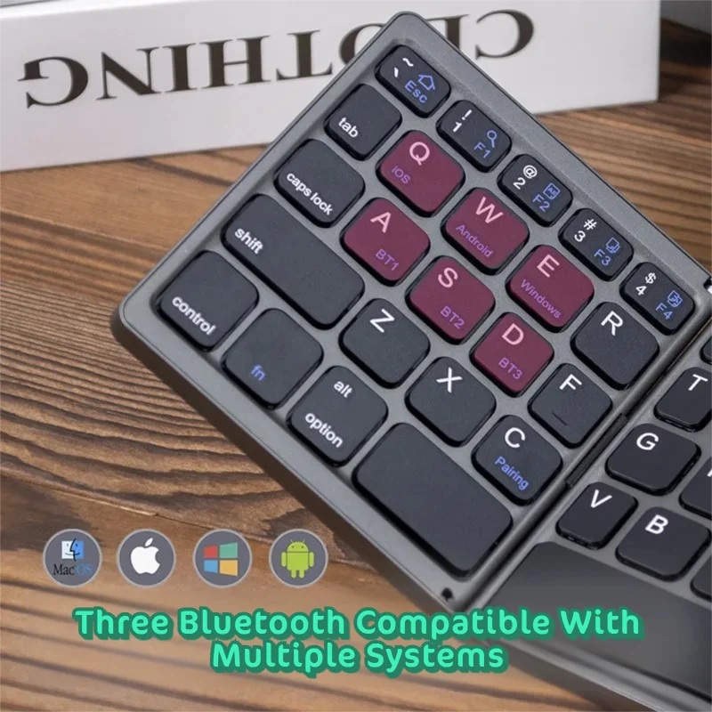 Bluetooth Wireless Foldable Keyboard Compatible with Computers Mobiles iPad Multi-Device Compatible Foldable Keyboard