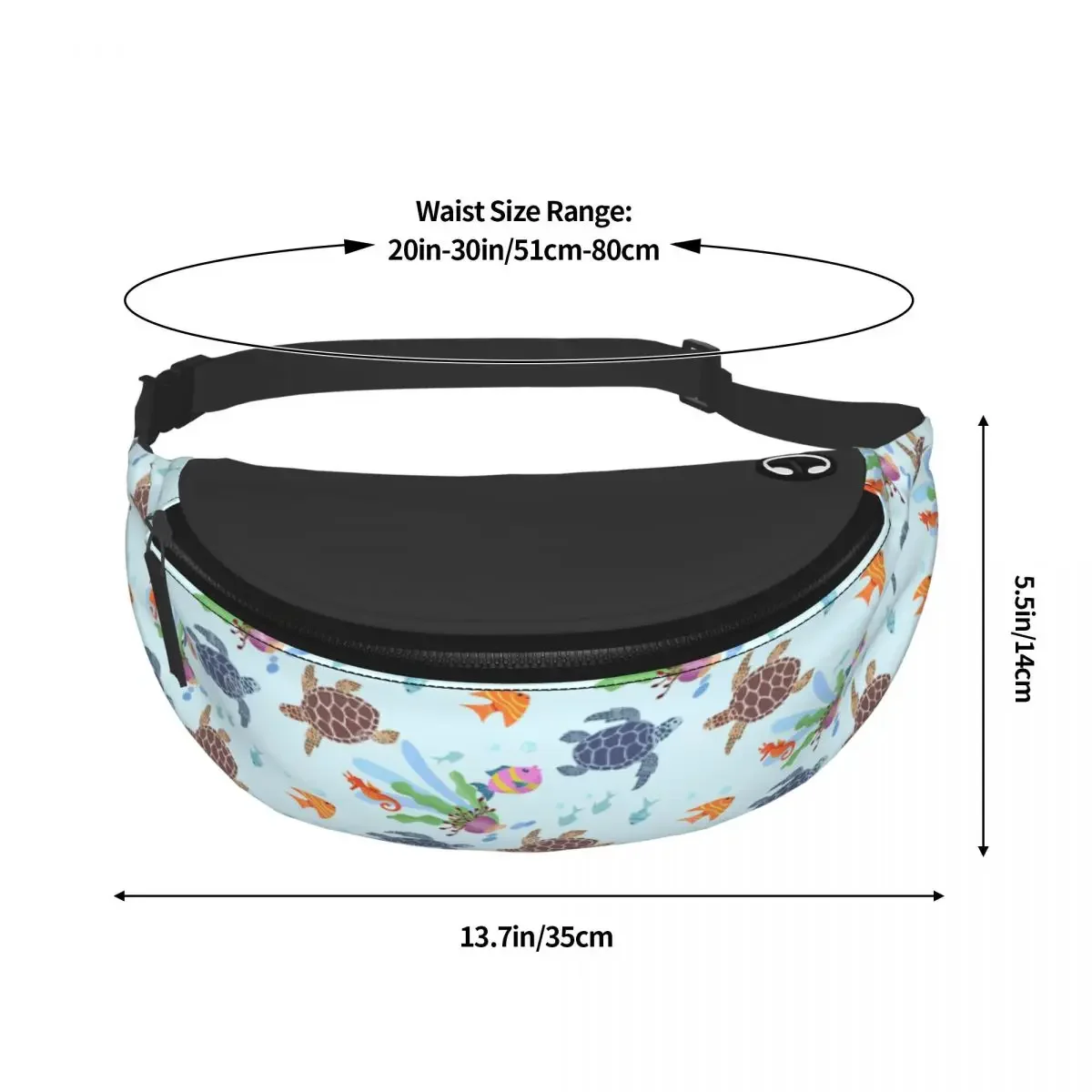 Ocean Turtles Fish Seahorse Fanny Bag Marine Life Crossbody Waist Pack Men Women Cycling Camping Phone Money Pouch