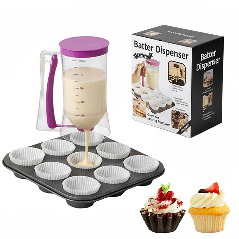 

Upgraded Version 1 Pcs 900ml Batter Dispenser Hand-held Graduated Funnel Pastry Dough Dispensador For Pancake Cupcakes Cake