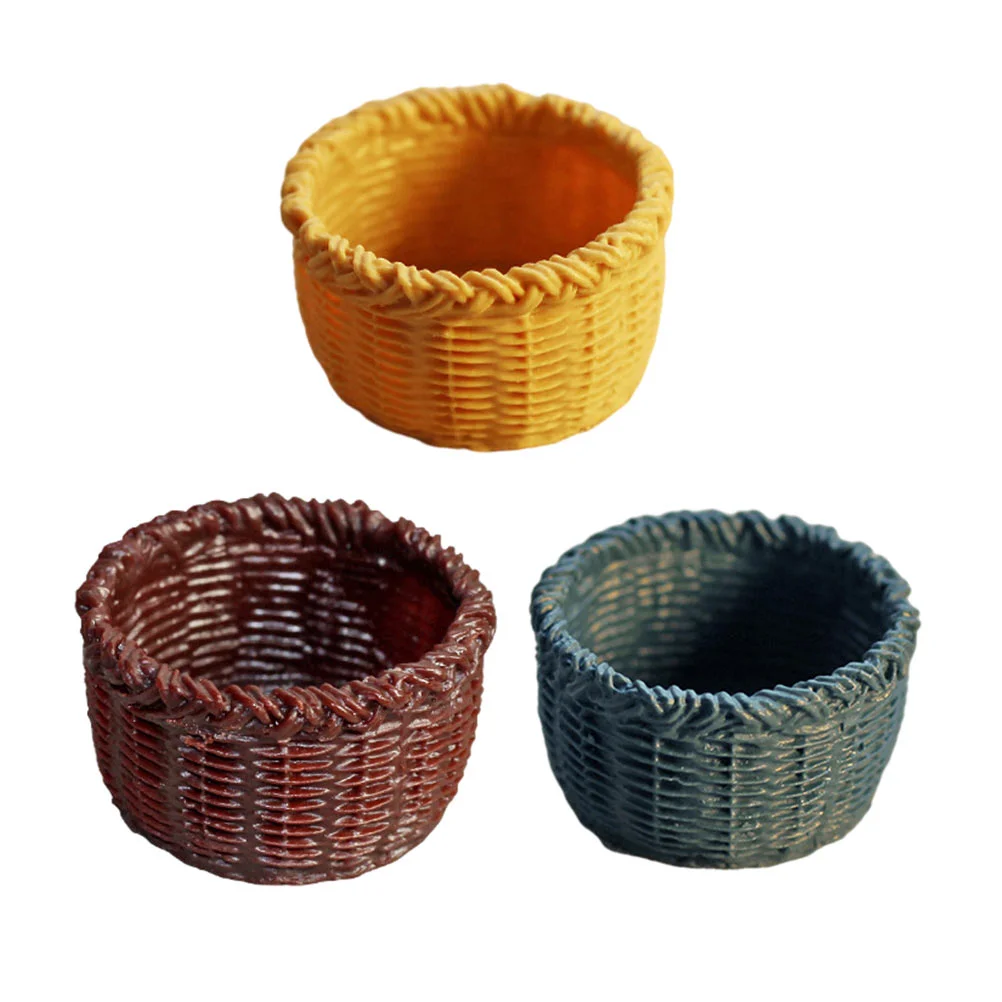 Home Decor Miniature Baskets for Crafts House Accessories Small Storage Ornament Resin