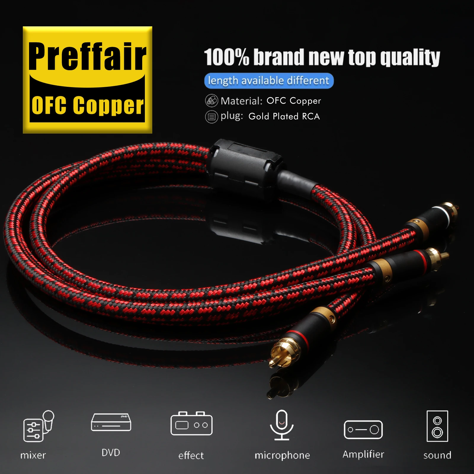 Preffair OFC Copper HIFI Audio - Audio Splitter Y 评论和价格