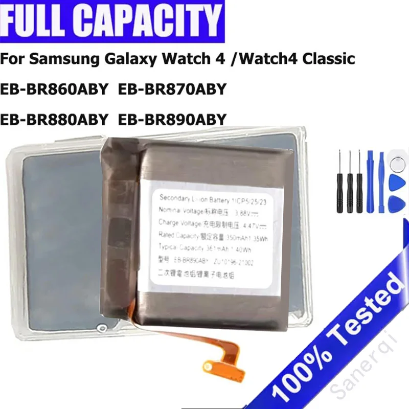 

Аккумулятор для Samsung Galaxy Watch 4 R860 R880 EB-BR860ABY 40 мм 44 мм Watch4 Classic R870 R890 EB-BR890ABY 42 мм 46 мм 350 мАч