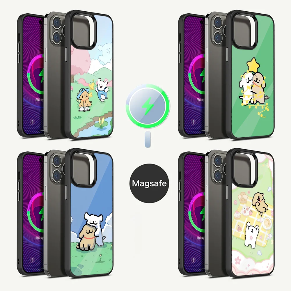 

Line Puppy M-Maltese Phone Case For iPhone 16,15,14,13,12,11,Plus,Pro,Max Mini Magsafe Magnetic Wireless Charging