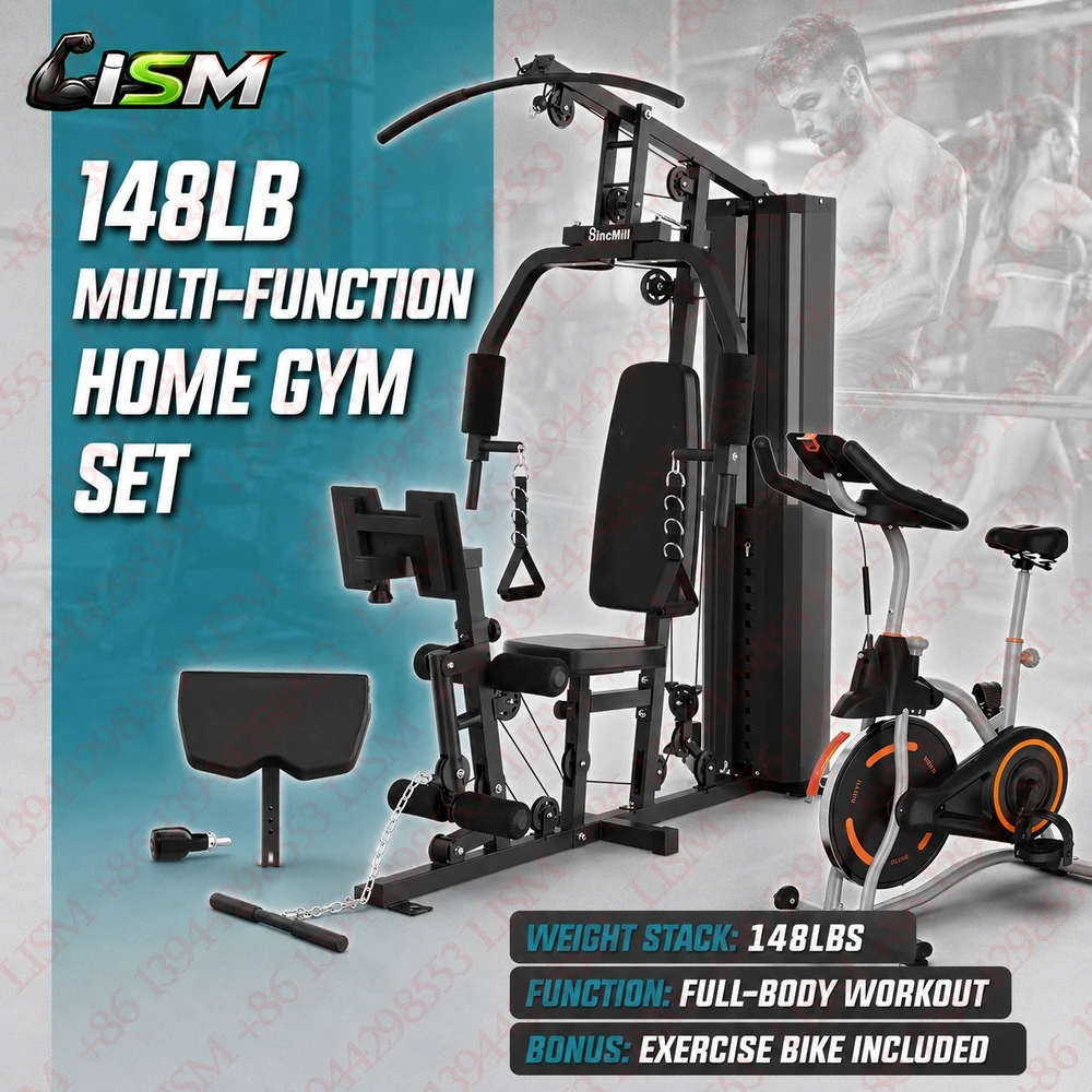 Equipamento de Ginástica Multifuncional para Casa 148LB, Sistema de Polias com Cabo para Treino de Corpo Inteiro, Máquina de Exercícios de Força e Fitness