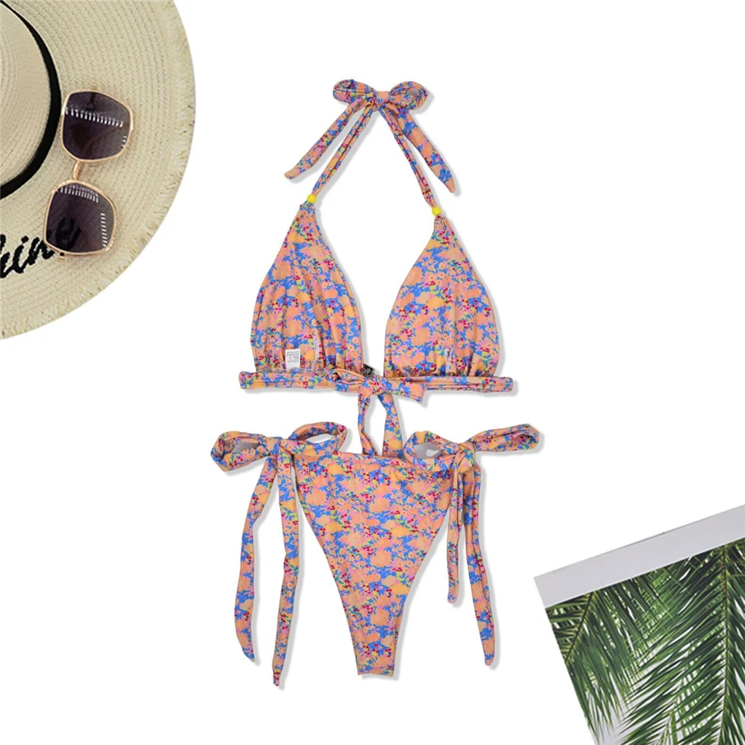 S - XL, mit Blumenmuster, trägerloses Bikini-Oberteil, Damen-Badeanzug, zweiteiliges Bikini-Set, Badebekleidung, Badeanzug, Modell V6212. – Detail 13