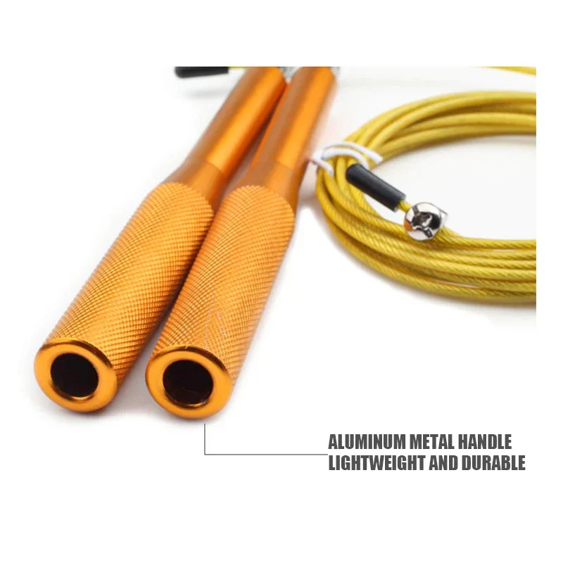 High Fast Speed Rope Wire Rope Jump Skipping Black Rope Aluminum Handle Adjustable Steel For Fitness with Durable Opp Bag