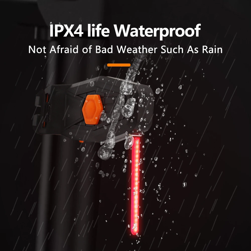 Bike Photon Drop Rear Light Waterproof Type-C COB Bicycle Creative Tail Light MTB Bike Cycling Photon Drop Warning Taillights