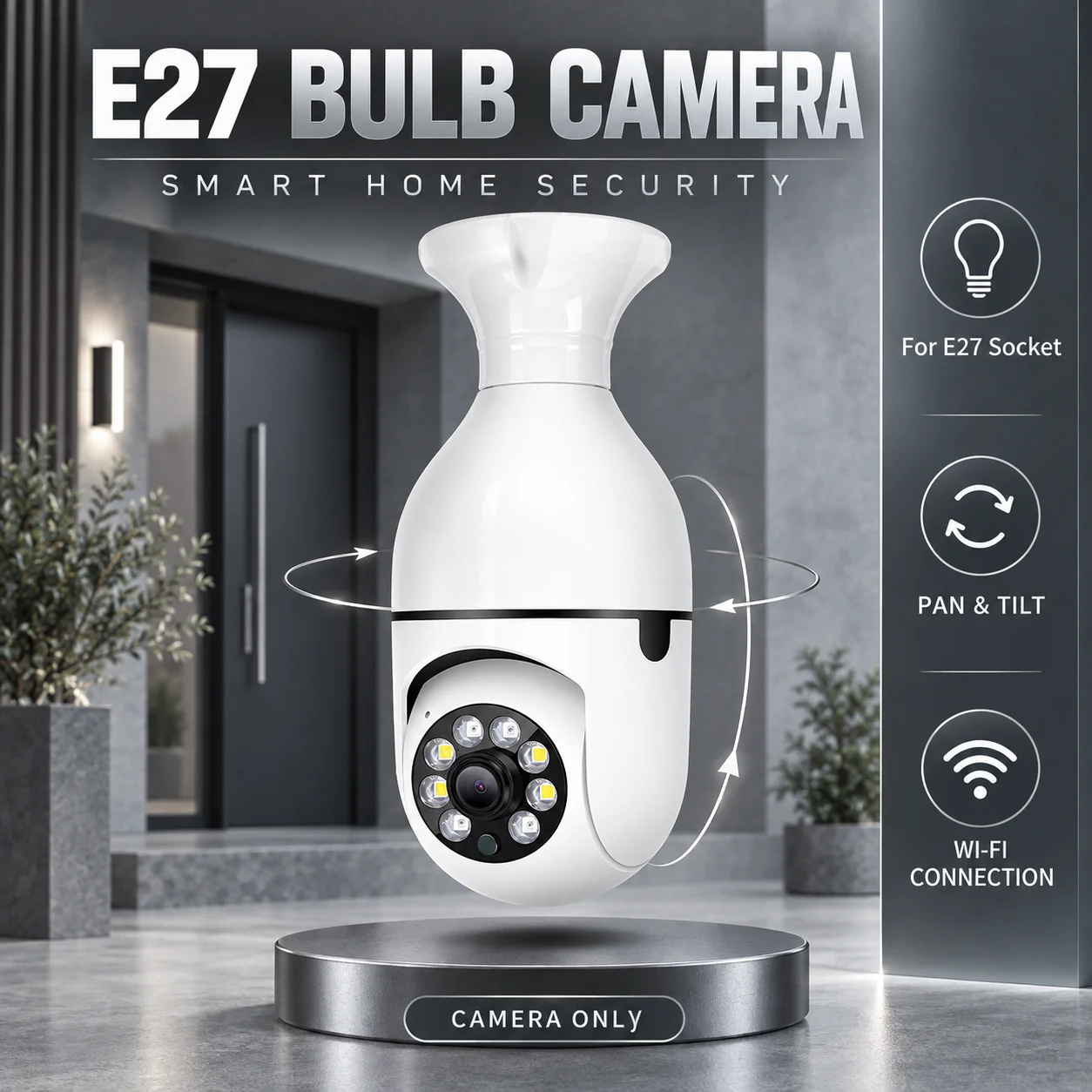 E27 Bulb Surveillance Outdoor Security Camera Automatic Night Vision Color Indoor Motion Detection Focus Zoom WiFi Camera