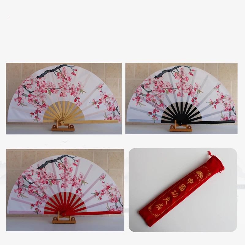 New Arrival Peach Blossom Tai Chi Fan China-Chic Chinese style Bamboo Ribs Ring Fan Kung Fu Cheongsam Show Performance Dance Fan - Image 4