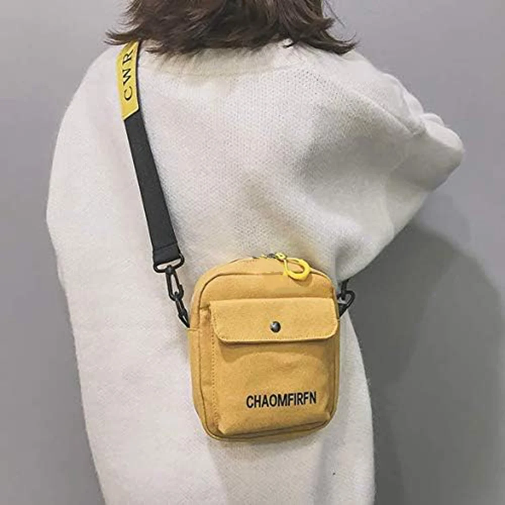 1Pc 2024 New Canvas Bag Female Messenger Small Bag Japanese Fashion Student Korean Version Simple Shoulder Mobile Phone Bag