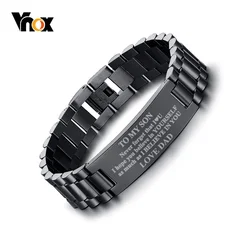 Vnox Trasporto Libero degli uomini di Incisione Personalizzata In Acciaio Inox BRACCIALI CON STEMMI E SIGLE Per Mio Figlio Amore pulsera masculina 8.26