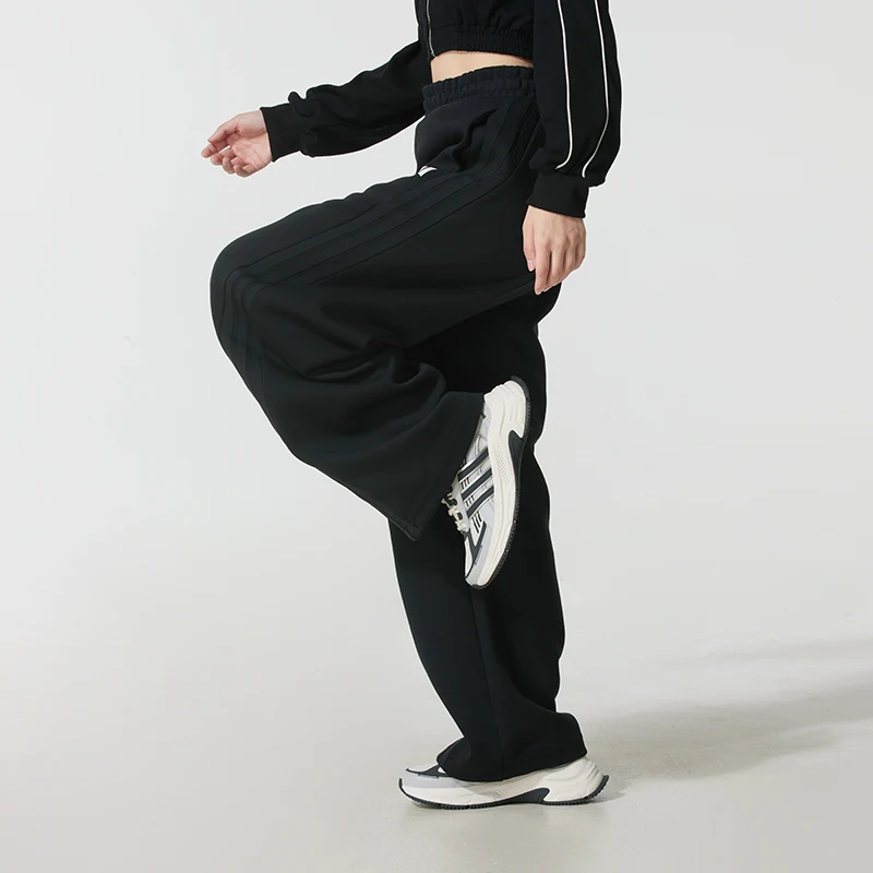 Adidas Women's Pants Sports Pants Fashionable Loose Breathable Casual Pants Straight-Leg Banana Pants Knitted Long Pants Kf2682