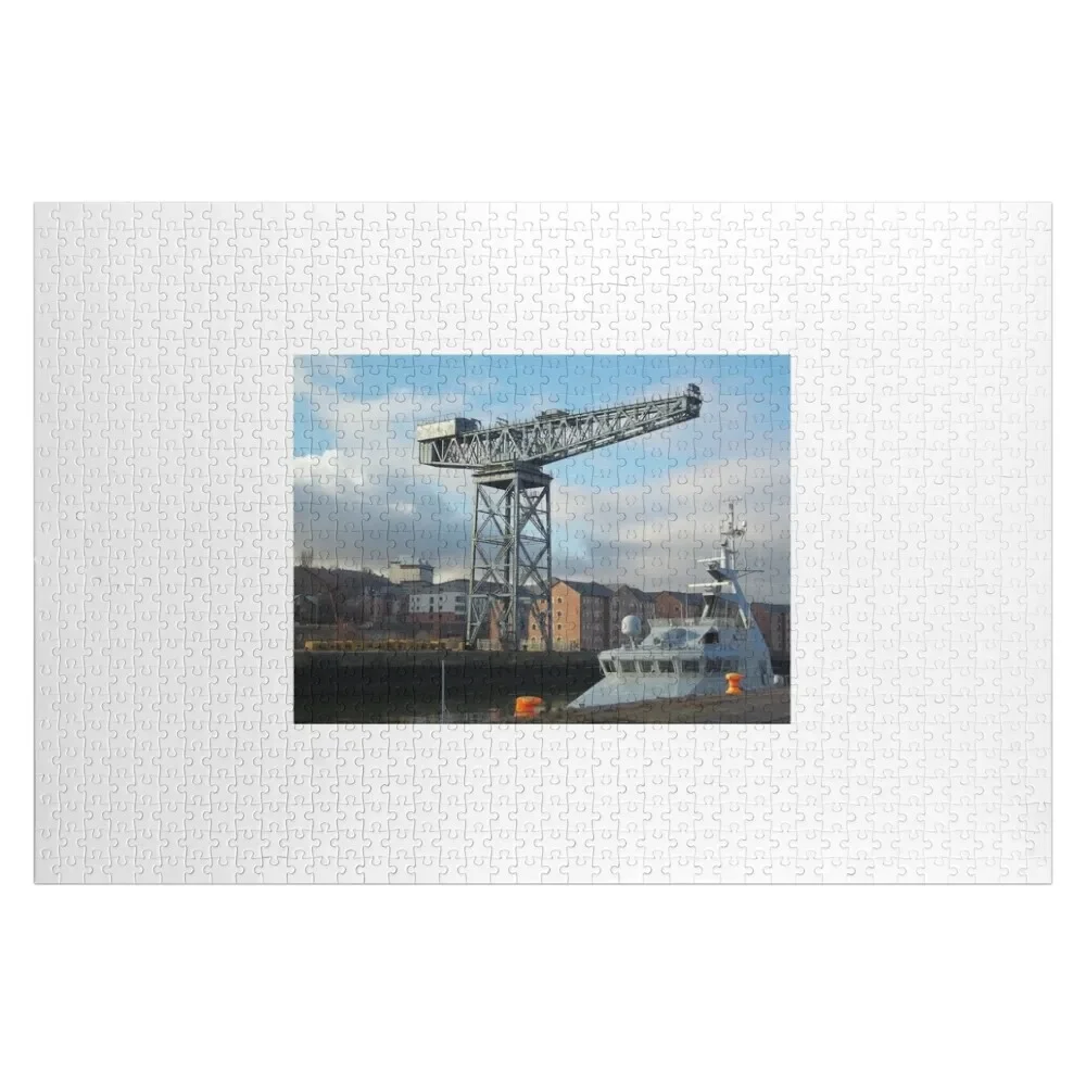 James Watt Dock Greenock Inverclyde with Crane and ship Jigsaw Puzzle Wood Photo Personalized Iq Personalised Name Puzzle