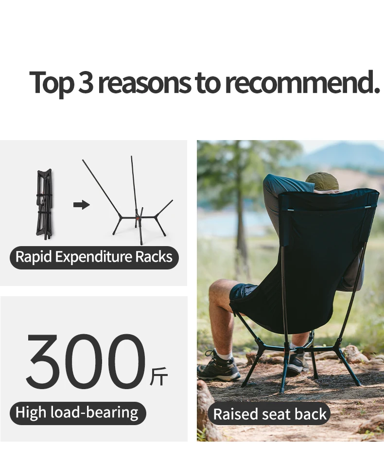 Naturehike 2025 YL01 Ultraleichter, automatischer Klappstuhl mit Schnellverschluss, tragbarer Outdoor-Camping-Strandstuhl, hält 150 kg stand – Detail 2