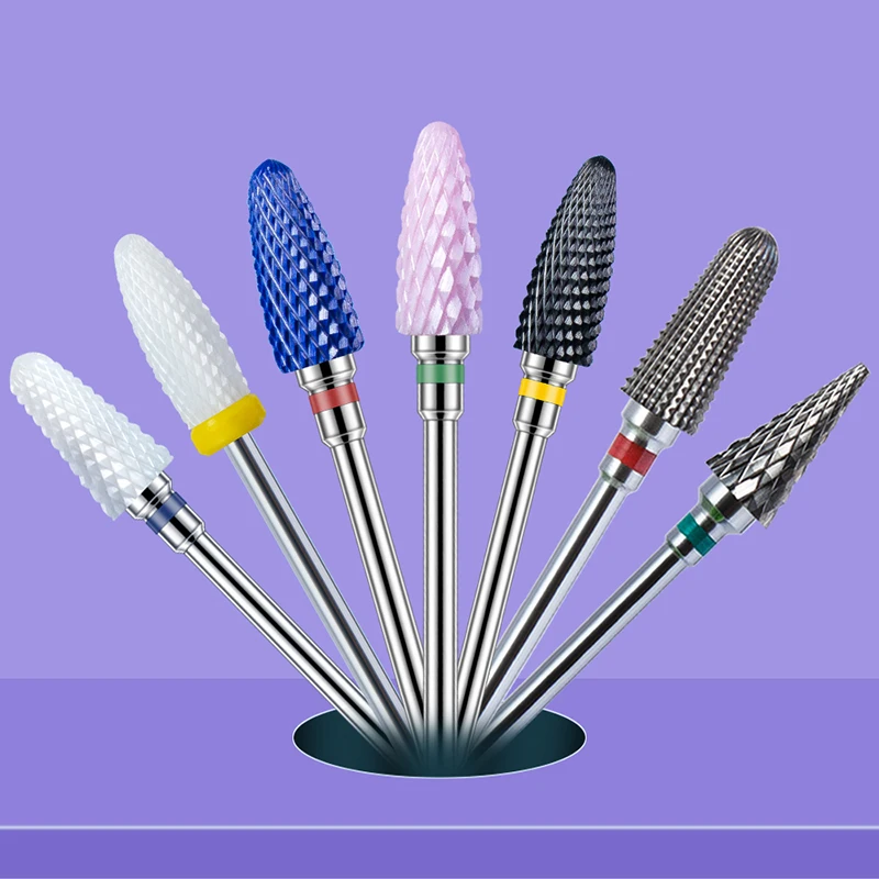 2PCS Tungsten Carbide Nail Drill Bits Gel Polish Remover 3/32 Inch Nail Art Files Cuticle Milling Cutter For Manicure Pedicure