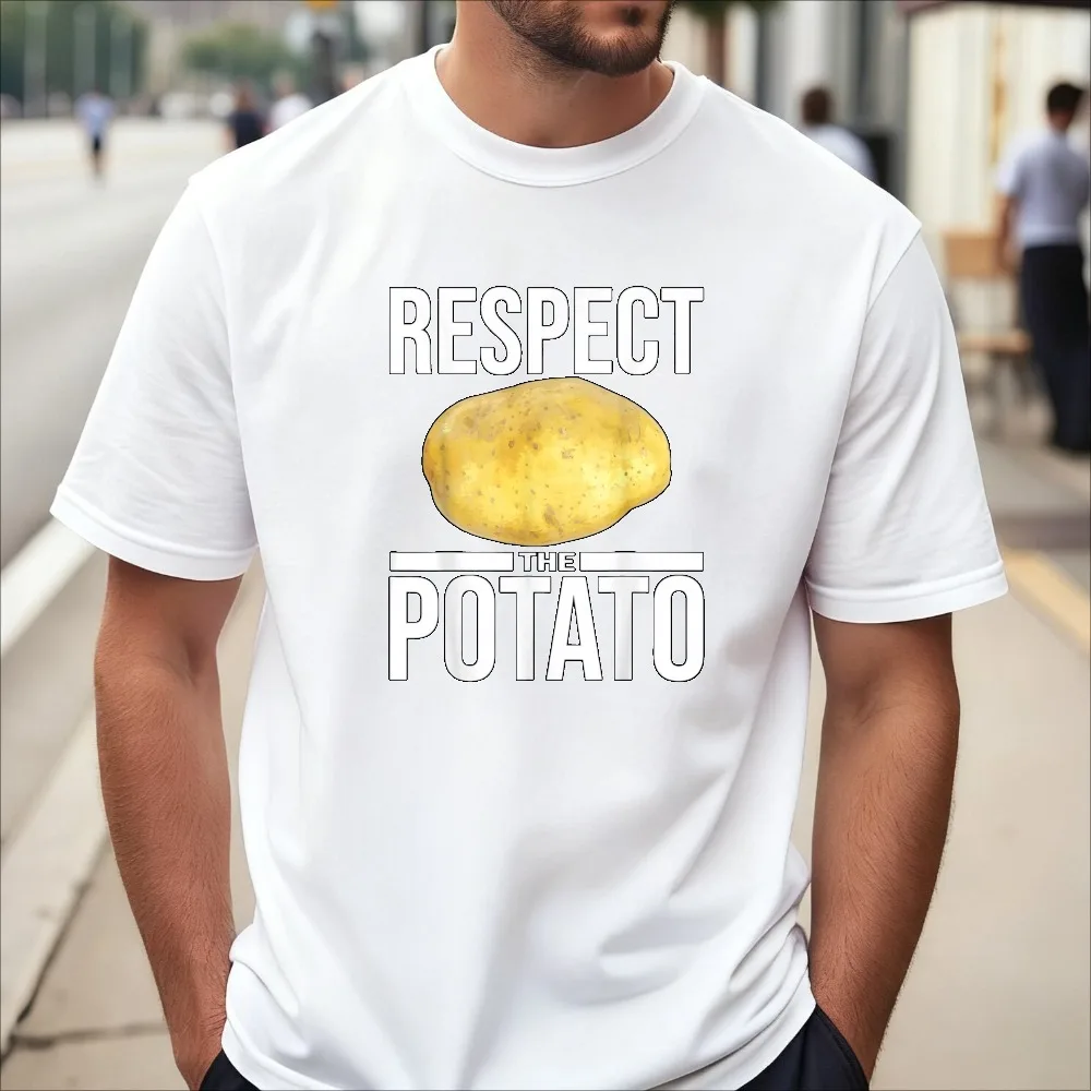 Funny Respect The Potato Cute Vegetable Lovers T-Shirt Casual Fashion Loose Harajuku Hip Hop Punk Man Women Tshirt O-neck Tees