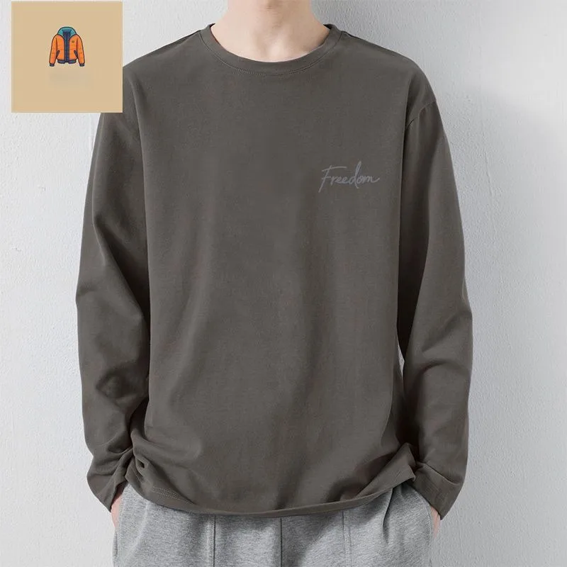 Camiseta clásica y versátil de manga larga para otoño, superventas, sencilla, informal, holgada, con cuello redondo, cómoda para parejas, camisa básica