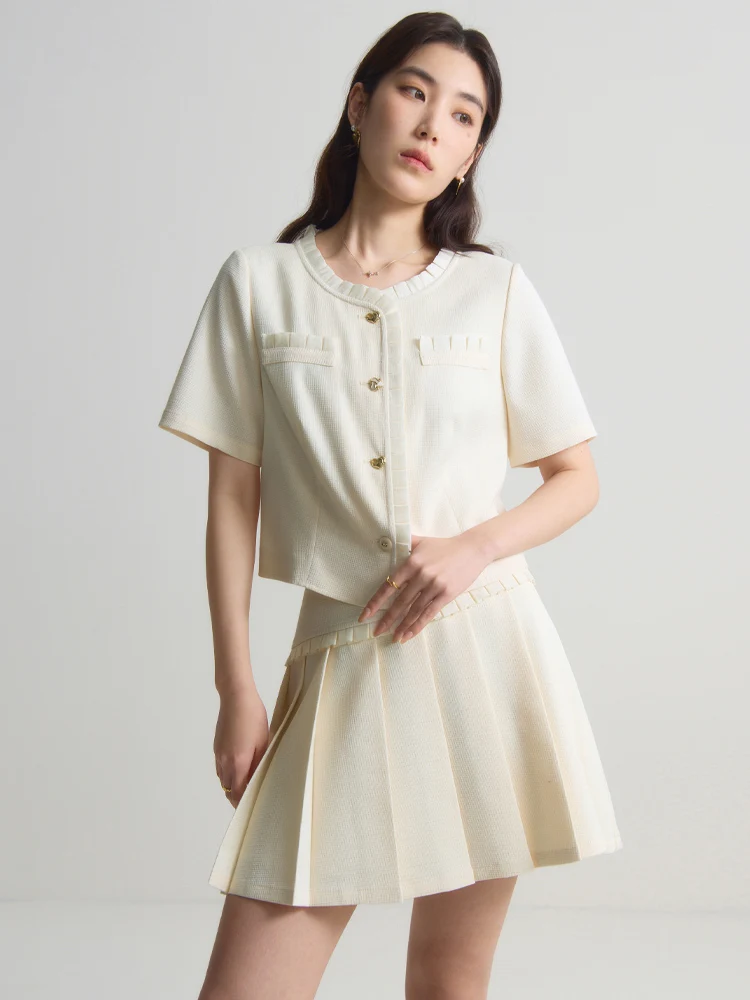 DUSHU Classic Fashion Suit Playful Pleated Skirt for Women 2024 Summer New Commuter Sense Female Sets(Order Separately)24DS82011