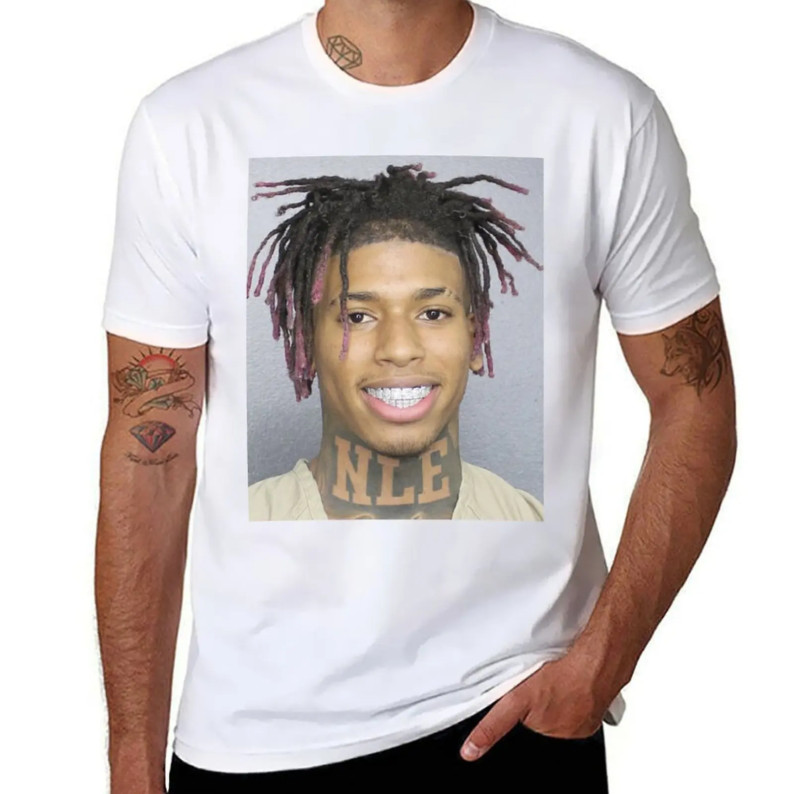 

NLE Mugshot Choppa T-Shirt Plus Size Summer Short Sleeve T-Shirt