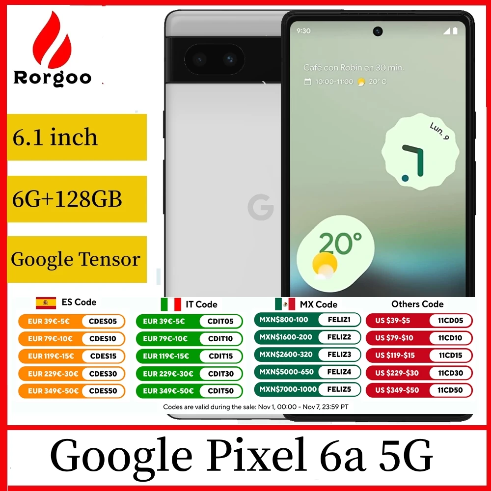 Google Pixel 6A 6GB RAM 128GB ROM Mobile 6.1