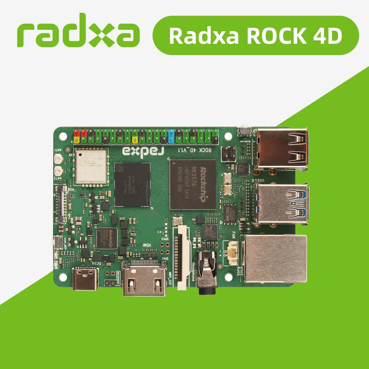 كمبيوتر Radxa ROCK 4D RK3576 أحادي اللوحة (SBC) 8 النواة، مصمم لـ Al and Edge الصناعي، 6TOPS، دعم NPU RKNN، دعم LLM #4