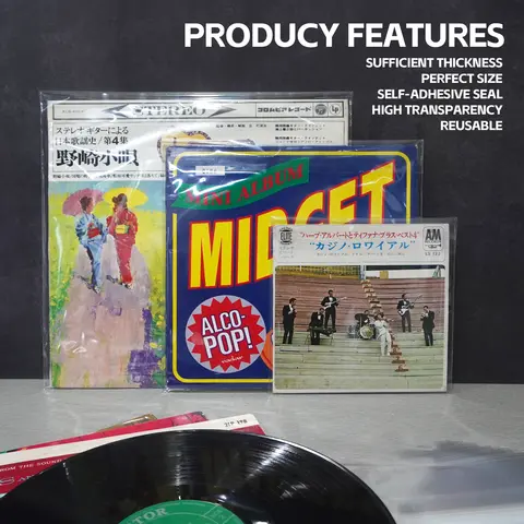 Protector de discos de vinilo reutilizable, 4 estilos, 25 uds., bolsas de plástico de 7/10/12 pulgadas, fundas de discos autoadhesivas, cubierta transparente exterior que contiene