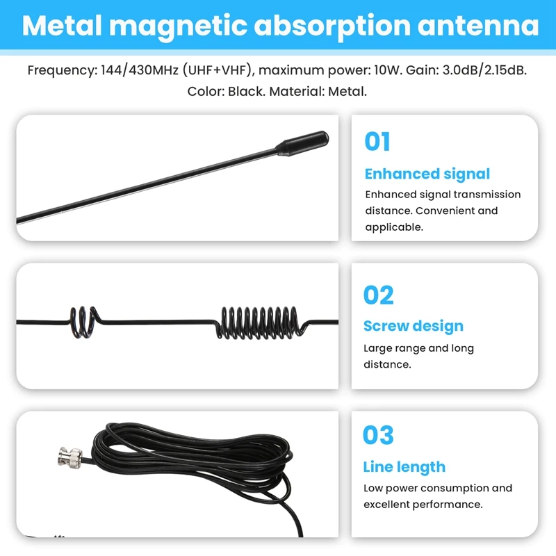 UT-106UV BNC Dual Band U+VHF Antenna For ICOM YAESU Kenwood BAOFENG Radio