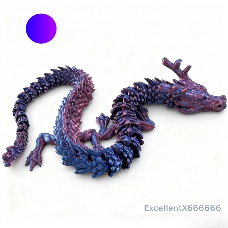 30cm 3D Printing Chinese Dragon Toy Joint Rotated Colorful Handicrafts Desktop Ornaments Gift Toys