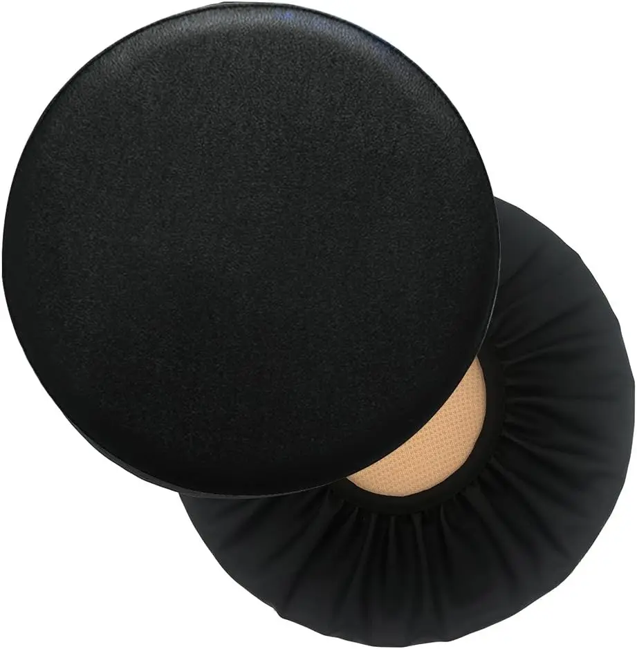 

2 Pa Waterproof Pu Bar Stool Cover Anti-Slip Round Seat Cover 15.5 H Black