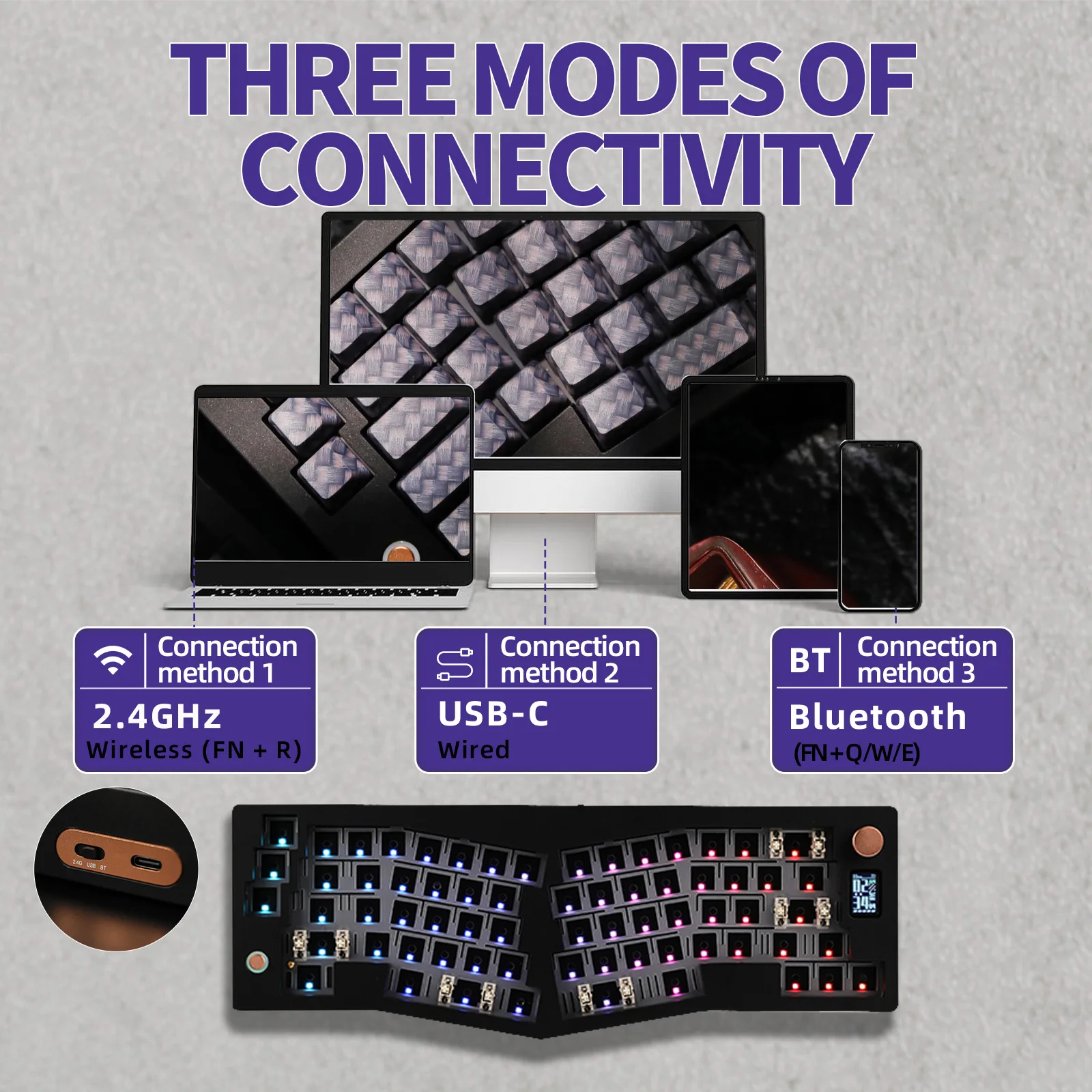 CIDOO ABM066 Barebones Kit Alice-layout VIA-programmable Hot Swappable Bluetooth/2.4Ghz/ Type-C Connectivities for Win/Mac