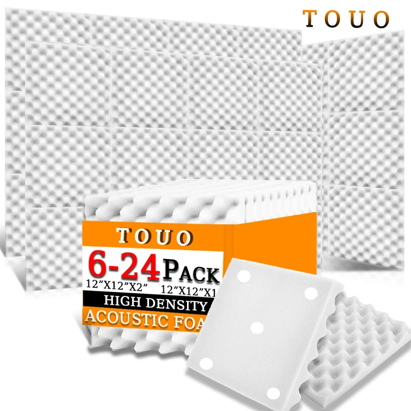 

TOUO Acoustic Foam 6/12/24 Pcs Studio Acoustic Treatment Soundproof Foam Drum Room Noise Insulation Self-Adhesive Foams Pad