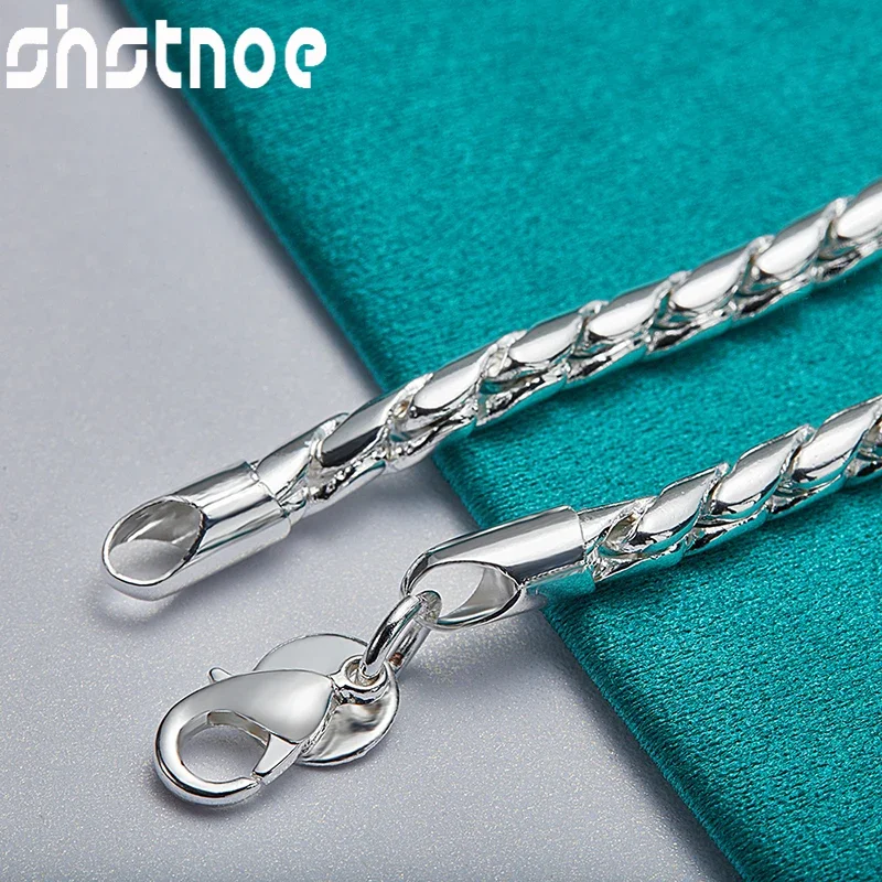 SHSTONE 925 Sterling Silver 4mm Snake Chain Bracelets For Women Men Fashion Charm Jewelry Accessories Fine Birthday Party Gifts