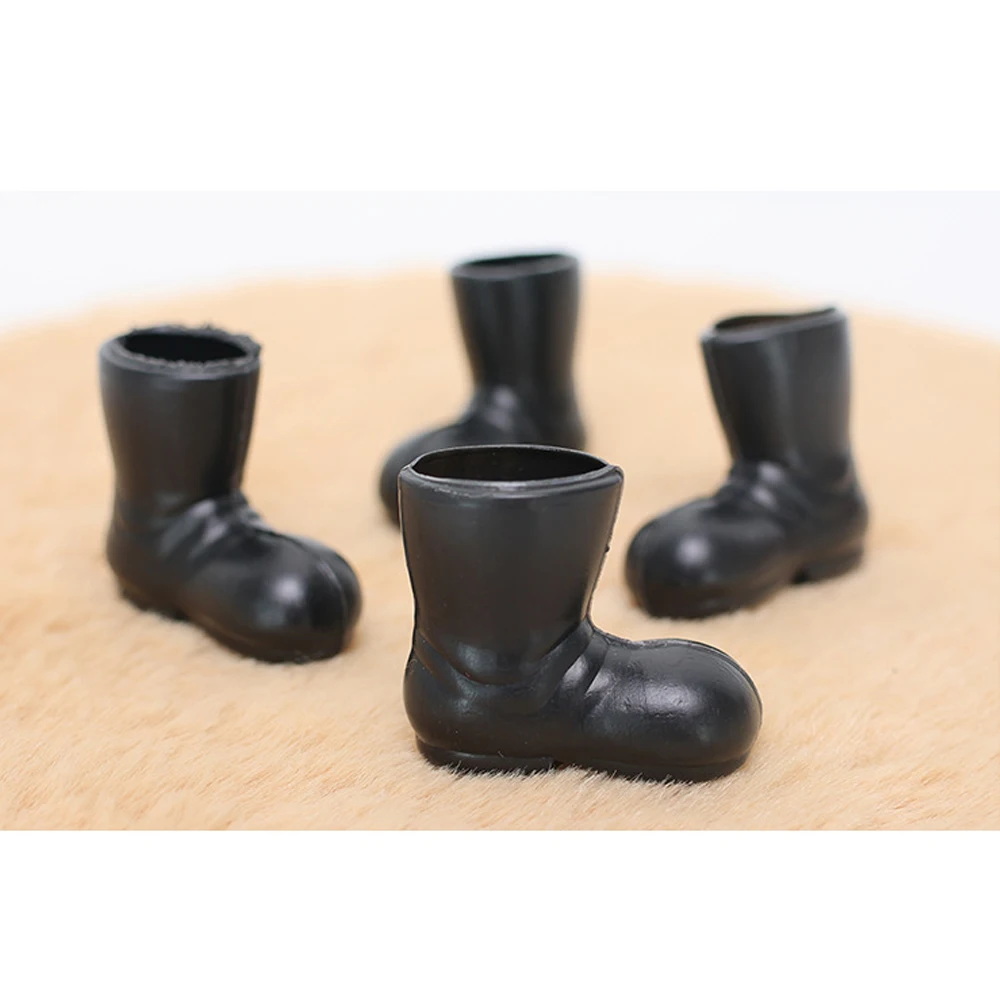 Dollhouse Miniature Elf Rain Shoes Mini Plastic Black Christmas Boots Doll House Miniature Scene Props Doll Accessories