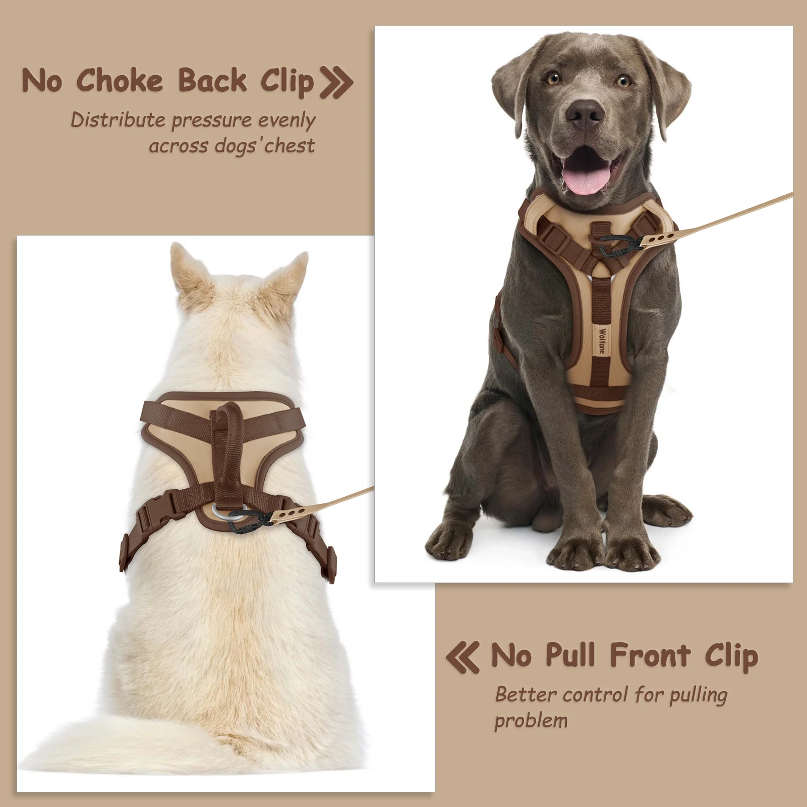 New Chocolate color luxury Dog Harness no pull for large Small dogs Adjustable Chest Strap dog harness personalized