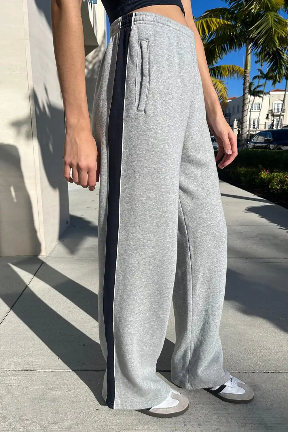 

Casual Women Patchwork Cotton Fleece Sweatpants 2024 Elastic Waist Drawstring Wide leg Pants Female Loose Straight Trousers