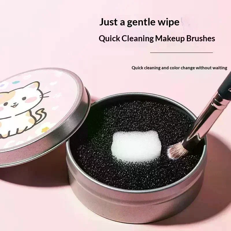 Makeup Brush Cleaner Sponges Cosmetic Brush Drying Wash Eyeshadow Color Removal Portable Cleaning Case Tool