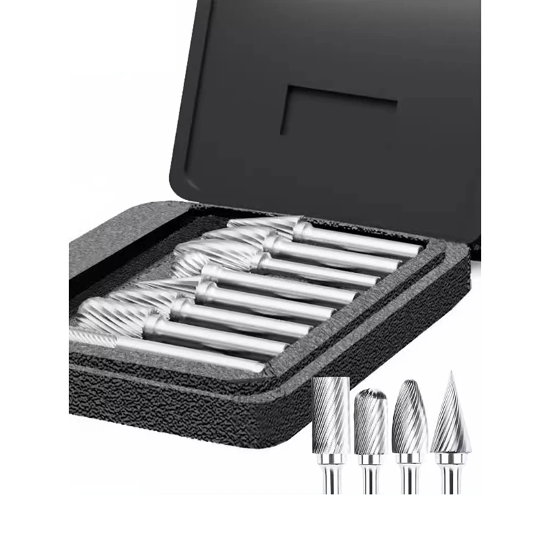 8-piece carbide rotary file set with single groove tungsten steel grinding head blade diameter 6MM/8MM/10MM