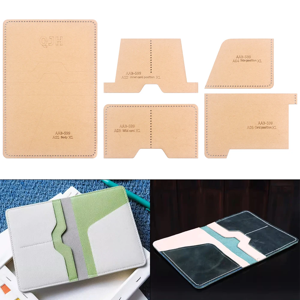 DIY Wallet Stencils, Kraft Paper Pattern Drawing Templates of Making Leather Craft Tool Card Storage Bags