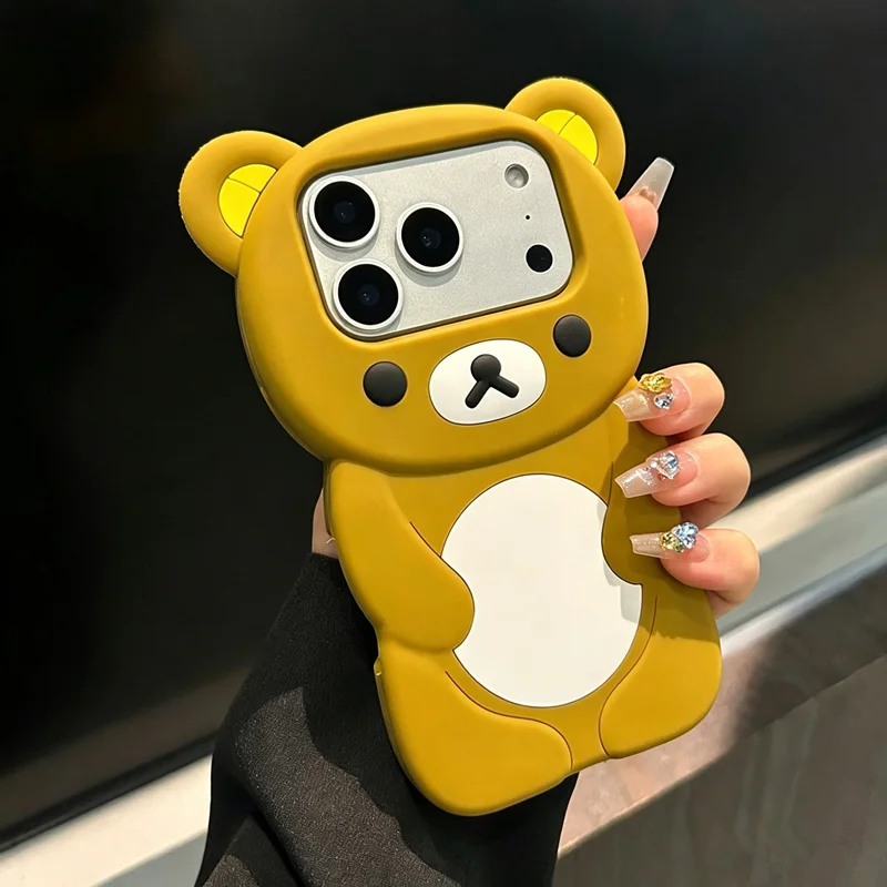 3D Bär Weiche Silikonhülle für iPhone 17 16 15 13 11 Pro Max 14 Plus 12 Mini XS XR X 13Mini 12Mini Koreanische Damen Mädchen Handyhülle